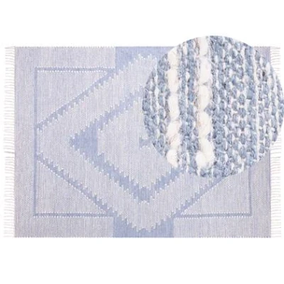 Afbeelding van Beliani ANSAR Laagpolig vloerkleed Blauw 140 x 200 cm Katoen