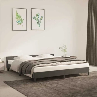 Afbeelding van Bedframe met hoofdeinde fluweel donkergrijs 180x200 cm