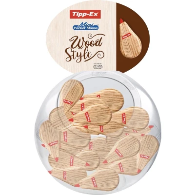 Afbeelding van Tipp ex Mini Pocket Mouse Wood Style, Bubbel Met 40 Stuks Correctieroller