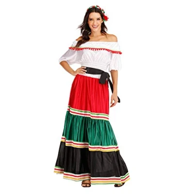 Afbeelding van EraSpooky Senorita kostuum voor dames, Mexicaans kostuum, party, Halloween, carnaval, volwassenen