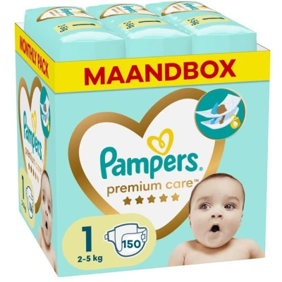 Afbeelding van Pampers Premium Care Maat 1 Maandbox 150 luiers