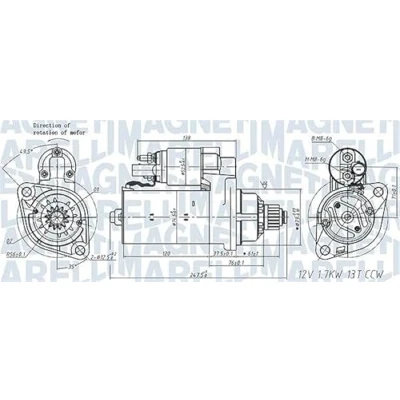 Afbeelding van MAGNETI MARELLI 063721508010 Startmotor 12 1,7 13 VOLKSWAGEN: Transporter 6, Caddy 3, Passat B6 Saloon, SEAT: Ibiza 4, Alhambra II, 4 Sportcoupe