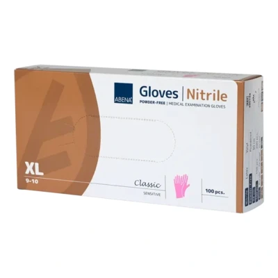 Afbeelding van Abena Nitril Handschoenen Roze Poedervrij maat XL 100 stuks