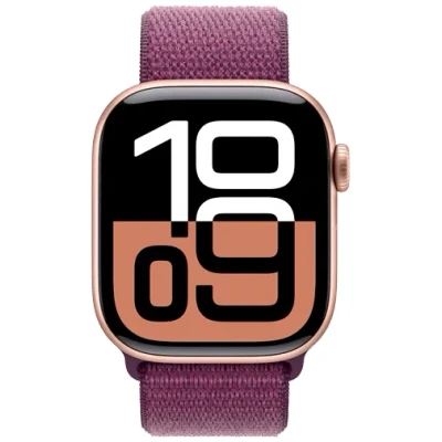 Afbeelding van Apple Watch S10 GPs 42 Mm Aluminum Rose Gold Kast Plum Sport Loop Band (mwwl3qf/a)