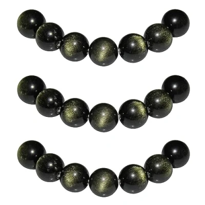 Afbeelding van MJDCB 85 stuks natuurlijke ronde gouden obsidiaan kralen, 4 mm, voor het maken van sieraden, armbanden, halskettingen