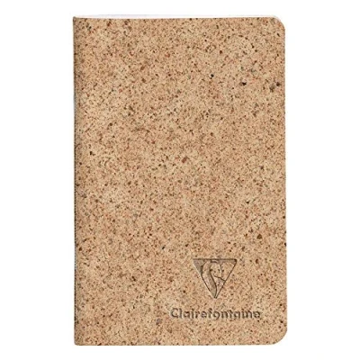 Afbeelding van Clairefontaine 83526C een klein piqué notitieboekje, draad, omslag van cacaoschalen, 7,5 x 12 cm, 48 pagina&#039;s, gelinieerd, ivoorkleurig, 90 g, met klep, collectie jeans &amp; cacao