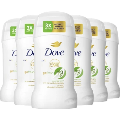 Afbeelding van Dove Advanced Care Go Fresh Anti Transpirant Deodorant Stick Cucumber verbeterde formule met Pro Ceramide technologie 6 x 50 ml