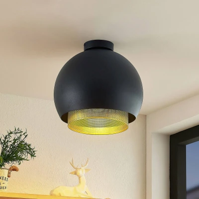 Afbeelding van Lucande plafondlamp design 1licht ijzer H: 28.9 cm E27 zwart, goud