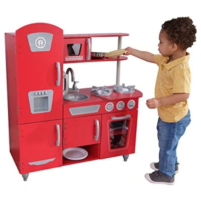 Afbeelding van KidKraft 53173 rode vintage houten speelgoedkeuken voor kinderen, inclusief speelgoedtelefoon