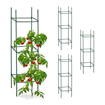 Afbeelding van Relaxdays plantensteun klimplanten set van 4 klimplantensteun steun tomatenplant