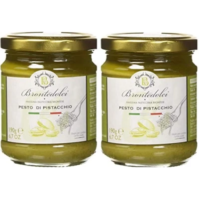 Afbeelding van Brontedolci Pistache pesto, een uitstekende bereiding met 55% pistache, oorsprong Etna Sicilië 2 x 190 g