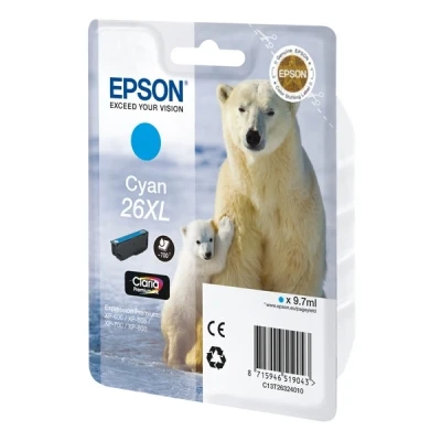 Image de Epson 26XL 9.7 ml XL cyan original cartouche d&#039;encre pour Expression Premium XP 510 520 600 605 610 615 620 625 700 710 720 800 810 820