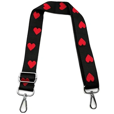 Afbeelding van 3 x verwisselbare tasriemen, zwart en rood, verstelbare schouderriem voor tassen, breedte 3,8 cm, met zilverkleurige karabijnhaak, damestassen
