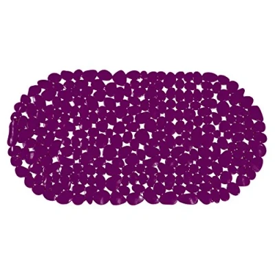 Afbeelding van MSV Douche/bad anti slip mat badkamer pvc paars 35 x 68 cm zuignappen steentjes motief