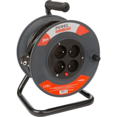 Afbeelding van Kabelhaspel met penaarde Perel 25 meter (4 voudig, IP20, 3 x 1.5 mm²)
