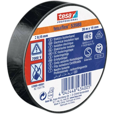 Afbeelding van Tesa Isolatietape 19mm 20 meter Zwart
