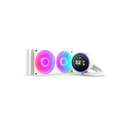 Afbeelding van NZXT Kraken Elite 240 RGB 2024 White Vloeistof koelsysteem processor afmeting radiator 240mm voor Intel LGA 1851, 1700, 1200, 115X AMD AM5, AM4 2 x F240 Core Fan Zero RPM Mode 2.72 IPS LCD wit