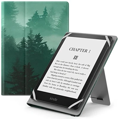 Afbeelding van MoKo Lichtgewicht universele hoes van kunstleer met polsband/standaard voor Kindle e reader 6 inch, 6,8 7 bosgroen