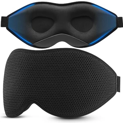 Afbeelding van OnaEz zijslaapmasker voor mannen en vrouwen, gemodificeerd 3D gaas, ademend comfort oogmasker, 13 mm oogkassen, neuspads, 100% lichtblokkerend slaapmasker, reizen yoga