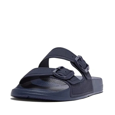 Afbeelding van Fitflop Iqushion Two bar Buckle Slides Slippers voor dames, Navy Blauw