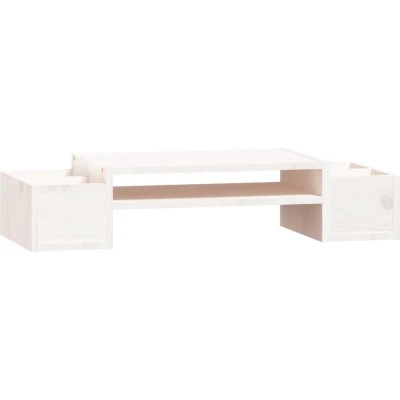Afbeelding van Monitorstandaard 70x27,5x15 cm massief grenenhout wit