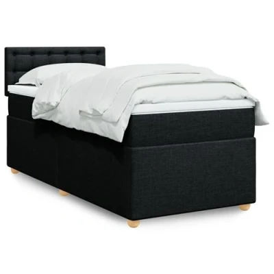 Image de vidaXL Sommier à lattes de lit et matelas Noir 80x200 cm Tissu