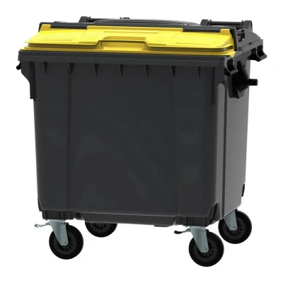 Afbeelding van Container 1100 liter split deksel grijs/geel