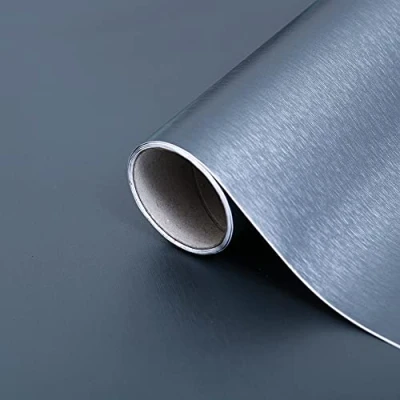 Afbeelding van d c fix Zilverkleurige metallic plakfolie Decoratieve folie voor meubels, behang, zelfklevend, design, renovatie, upcycling, keuken, kast, deur, platino, zilver, 45 cm x 2 m