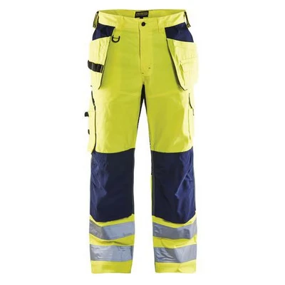 Image de Pantalon artisan aéré haute visibilité jaune fluorescent/marine