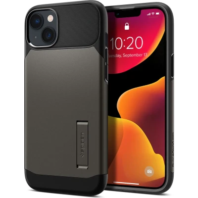 Afbeelding van Spigen Slim Armor Backcover magnetische ring iPhone 14 Plus hoesje Gunmetal