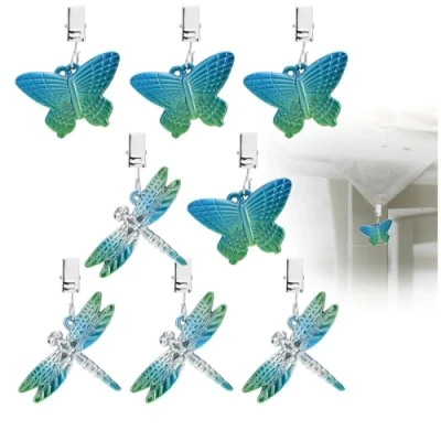 Afbeelding van COM FOUR® 8x tafelkleedgewichten in de vorm van libellen en vlinders tafelkleedclips ca. 35 g per stuk (blauw + blauw)