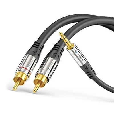 Afbeelding van Sonero cinch Sonero® Premium kabel 10 m, 2 x naar 3,5 mm jack kabel, audiokabel, hifi installatie, AUX, zwart