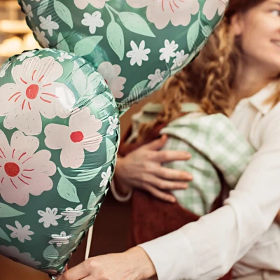 Afbeelding van Folie Ballon Bloemen Hartvorm 45cm leeg