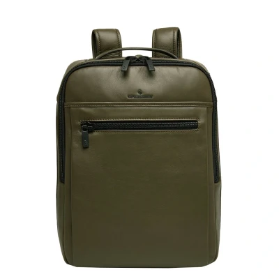 Afbeelding van Castelijn &amp; Beerens Victor Rugzak Van Leer Met 15,6 Inch Laptopvak Donkerkhaki