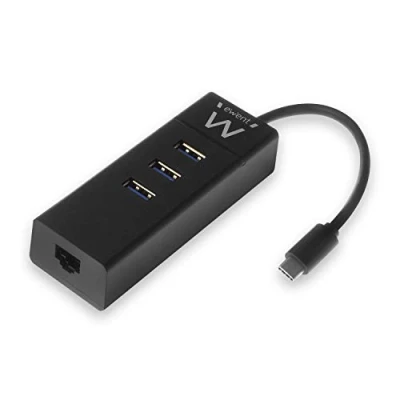 Image de Ewent EW1141 Concentrateur (hub) 3 x USB 3.1 Gen 1 + 10/100/1000 de bureau
