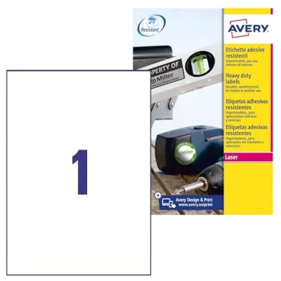 Afbeelding van Avery Zweckform L4775 8 folie etiketten 210 x 297 mm Polyester Wit stuk(s) Permanent hechtend Laser (kleur), (zwart/wit), Kopiëren