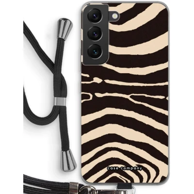 Afbeelding van Case Company® hoesje met Koord geschikt voor Samsung Galaxy S22 Arizona Zebra Telefoonhoesje Zwart Bescherming aan alle Kanten en Over de Schermrand
