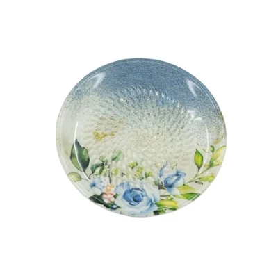Afbeelding van Kaladia Keramische rasp/schaafbord van keramiek, ideaal voor gember, Parmezaanse kaas, enz., blauw met blauwe bloem, diameter 12 cm, gemaakt en handbeschilderd, Made in Spanje
