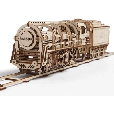 Afbeelding van Ugears Modelbouw Stoomlocomotief met wagon 1:32