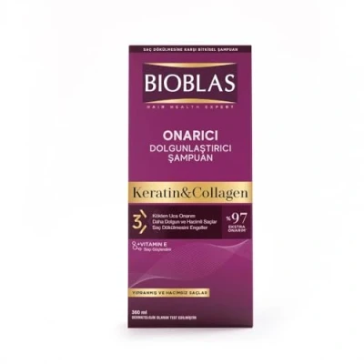 Afbeelding van Bioblas Collagen+Keratin shampoo 360 ml + 100 Bioxsine Forte antihaaruitval gratis (Het voorkomt haaruitval. Voor dunne en slappe haar)
