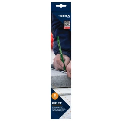 Afbeelding van LYRA 331® 3485002 L4313101 set van 12 ovale metselpotloden 30 cm lang, professioneel model, ideaal voor markering op steen/beton