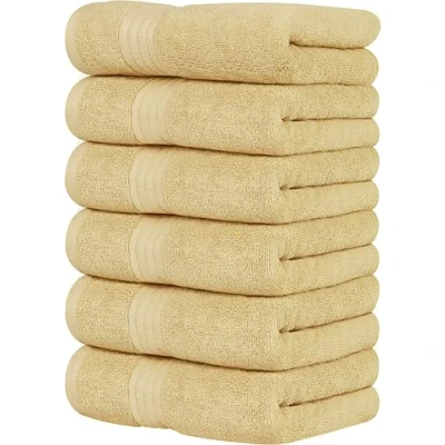 Image de Utopia Towels Lot de 6 essuie mains qualité supérieure (40,6 x 71,1 cm) 100% coton filé à l’anneau, légers et très absorbants, pour salle bain, voyage, camping, hôtel spa (beige)