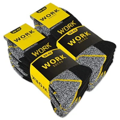 Afbeelding van 10 of 20 Paar Korte Werksokken Heren Katoen WORK, Zwart/Grijs gemêleerd, 43 46 EU