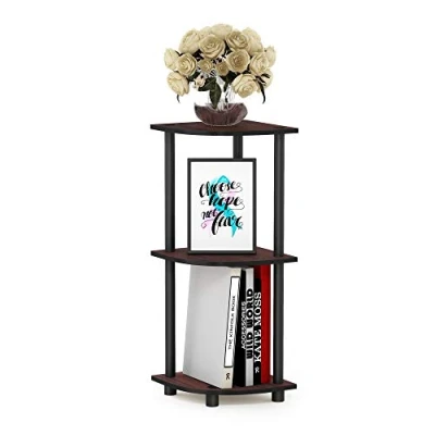 Image de Furinno Étagère sans outils, bois, cerise foncé/noir, taille unique, 3 niveaux