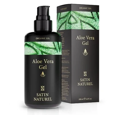 Afbeelding van Satin Naturel Bio Aloë vera en Hyaluronzuur Aftershave Gezichtsverzorging voor Heren, ook goed tegen zonnebrand als natuurlijke aftersun, Vegan Moisturizer met aloe mannen, verfrissende huid haarverzorging 3 in 1, 200ml