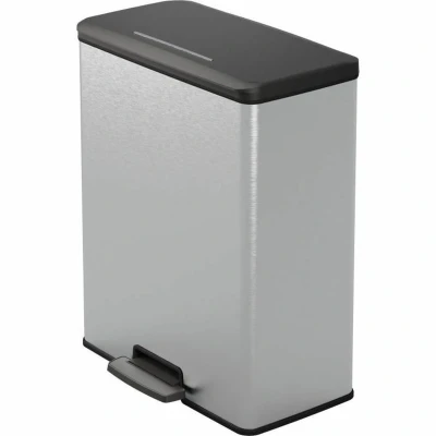 Afbeelding van Curver Deco bin slim 254610 Afvalbak 65 l (b x h d) 480 615 280 mm Zilver, Zwart 1 stuk(s)
