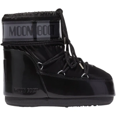 Afbeelding van Moon Boot ICON LOW Glance Unisex Veterboots, Maat: 42 44, Black Kunststof/ textiel