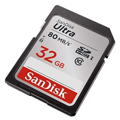 Afbeelding van SanDisk SDSDUNC 032G GN6IN Ultra SDHC Memory Card tot 80 MB/s, klasse 10, U1, 32 GB, zwart/grijs