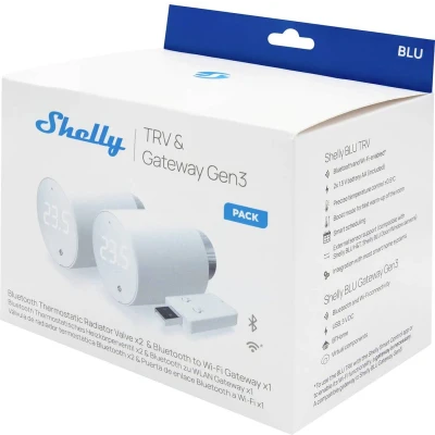 Afbeelding van Shelly 2x Blu TRV &amp; Gateway Gen3 Gateway, Radiatorthermostaat Bluetooth Low Energy, WiFi