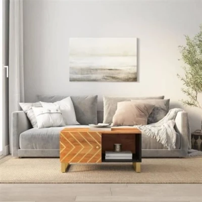 Afbeelding van Salontafel 80x50x40 cm massief mangohout bruin en zwart